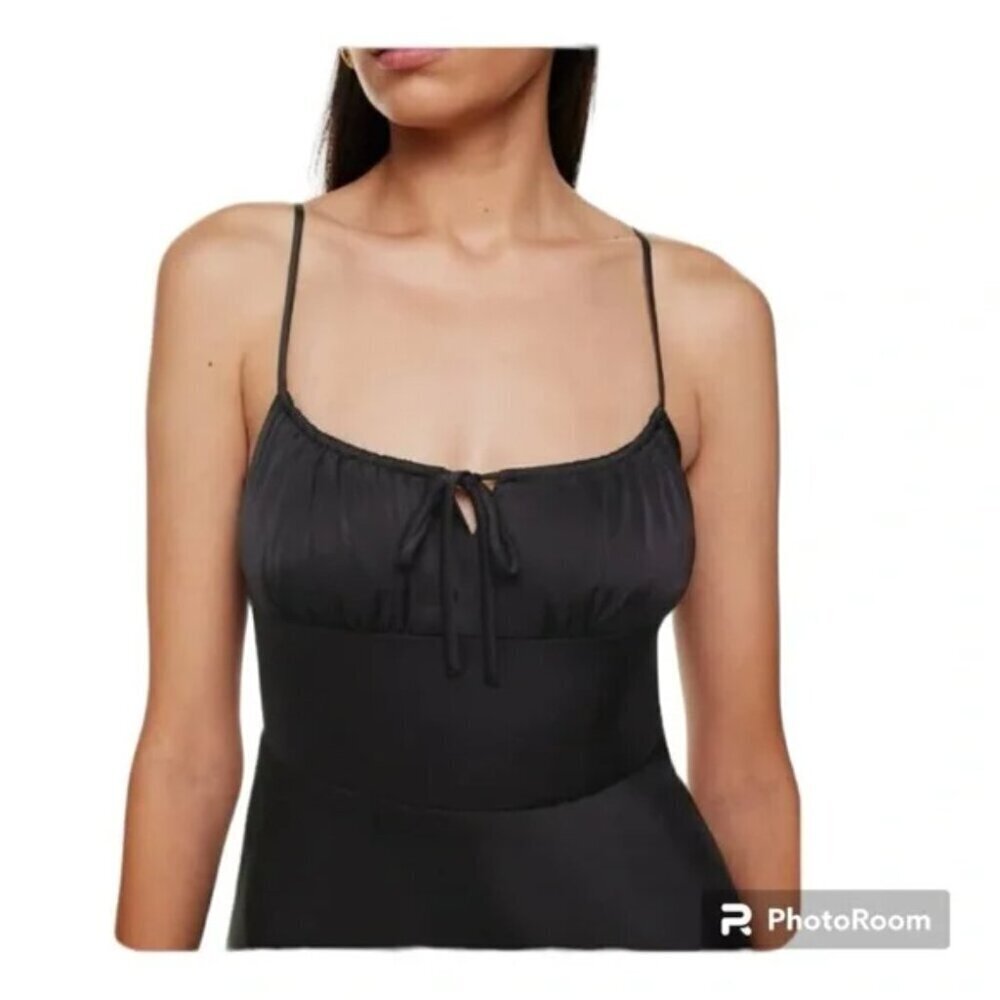 Aritzia Wilfred Satin Bellow Midi Dress Black Size 4 - Picture 4 of 8